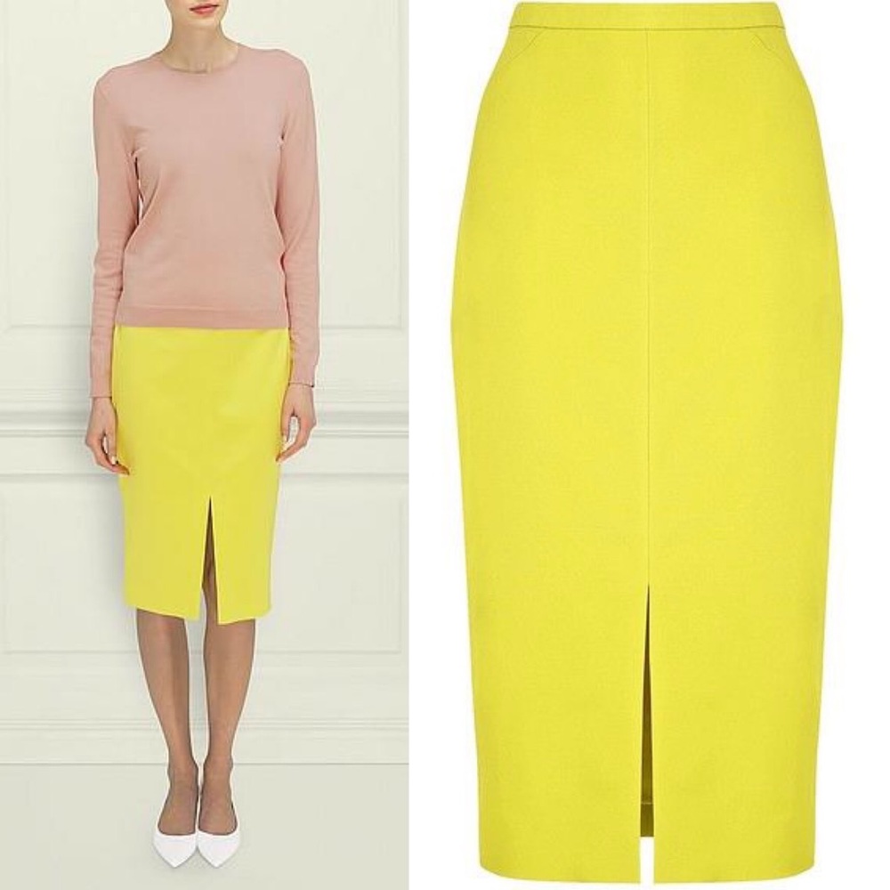 L.K. BENNETT Lander Pencil Skirt Bright Lime 6